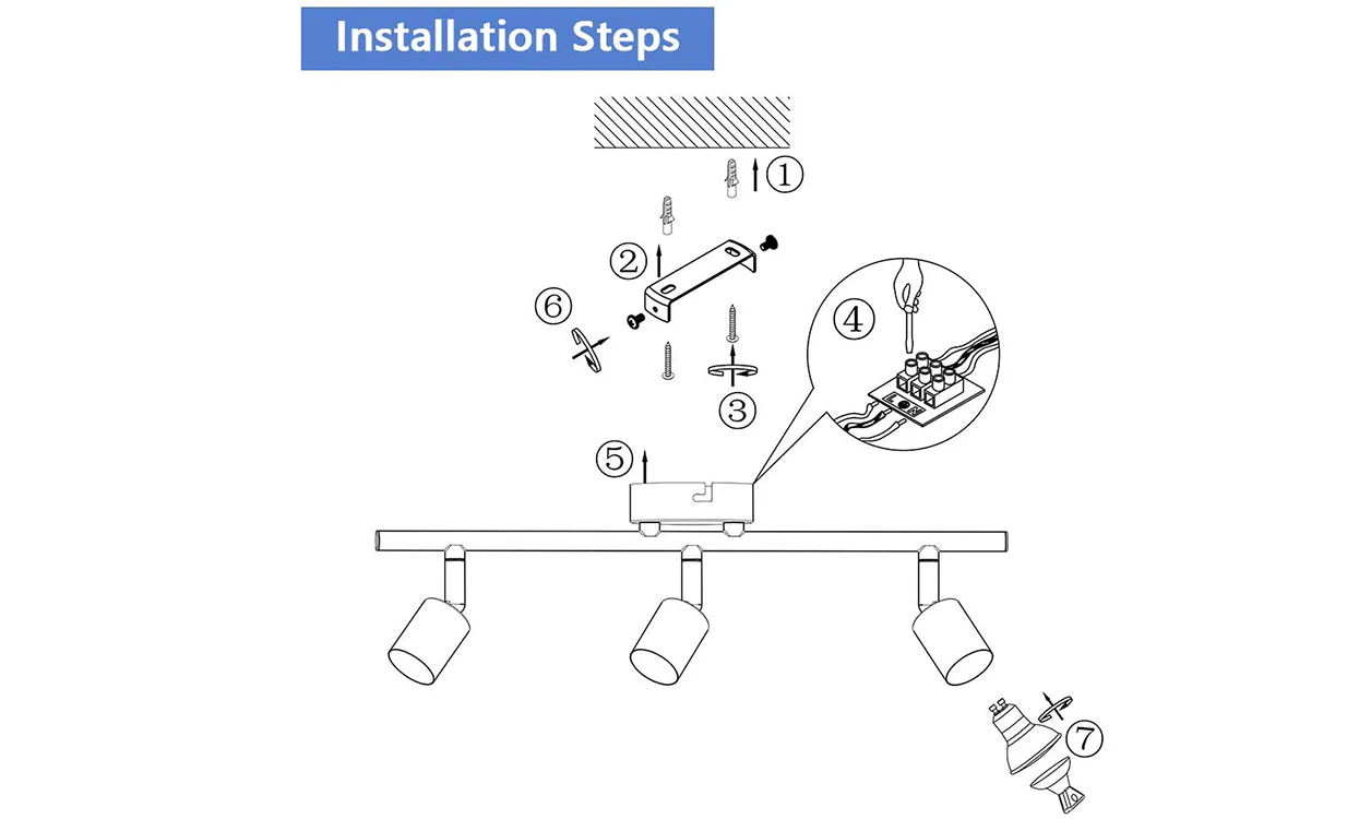 3 Led Light Track Lighting - Ceiling or Wall Mount - Image 4