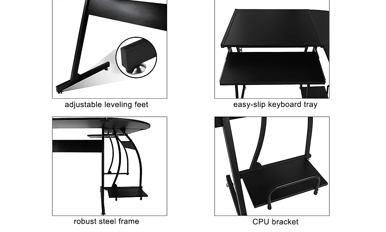 Dripex Corner Computer Desk, L Shaped Corner Gaming Desk for PC with CPU Stand - Image 11