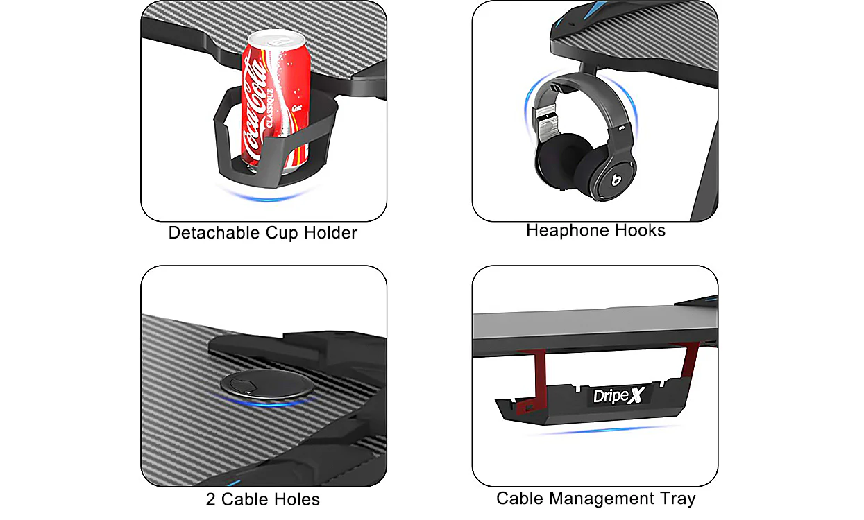 Dripex Ergonomic Z-Shaped Gaming Desk - Image 6