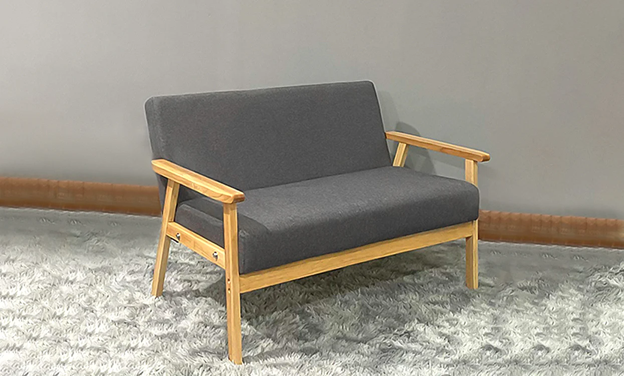 iropro 2 Seater Wooden Frame Linen Square Arm Sofa - Image 3