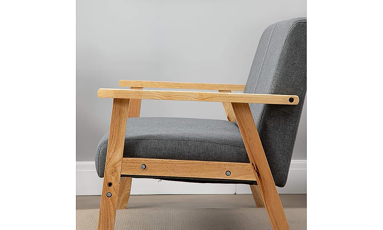 iropro 2 Seater Wooden Frame Linen Square Arm Sofa - Image 4
