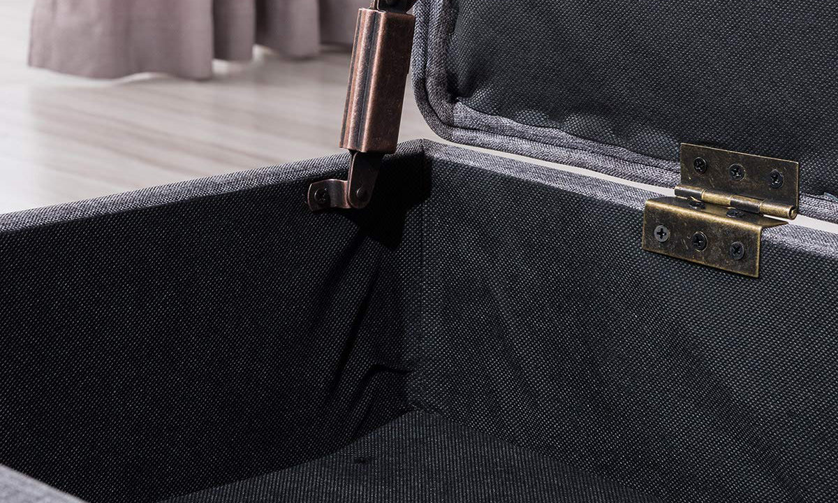 Rectangular Tufted Fabric Storage Bench - Image 12