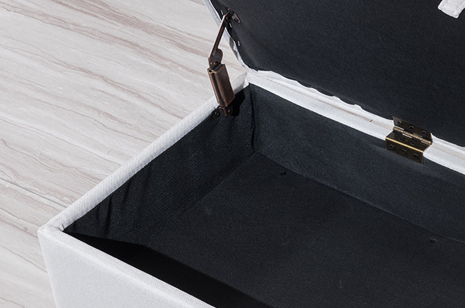 Rectangular Tufted Fabric Storage Bench - Image 3