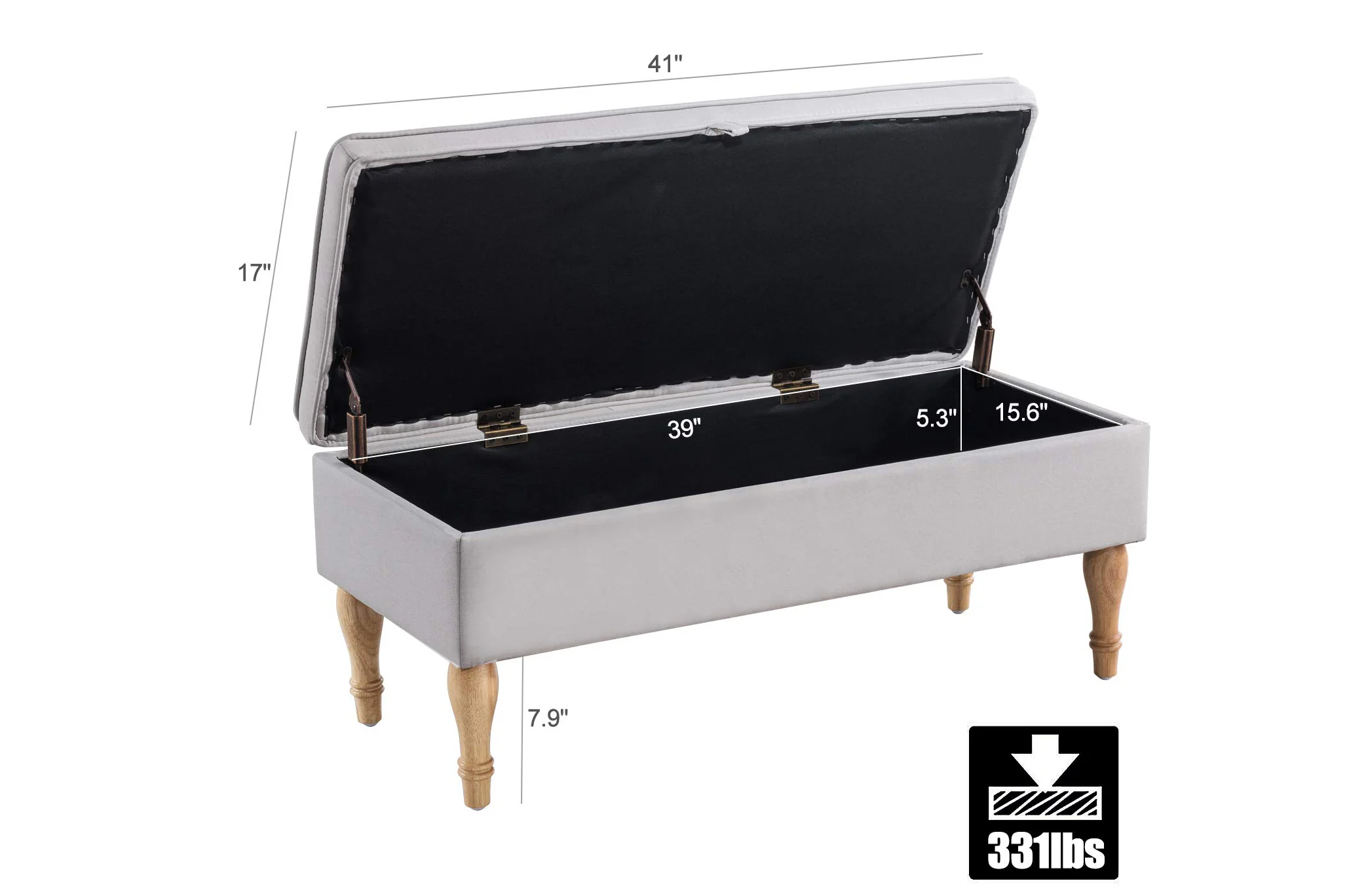 Rectangular Tufted Fabric Storage Bench - Image 4