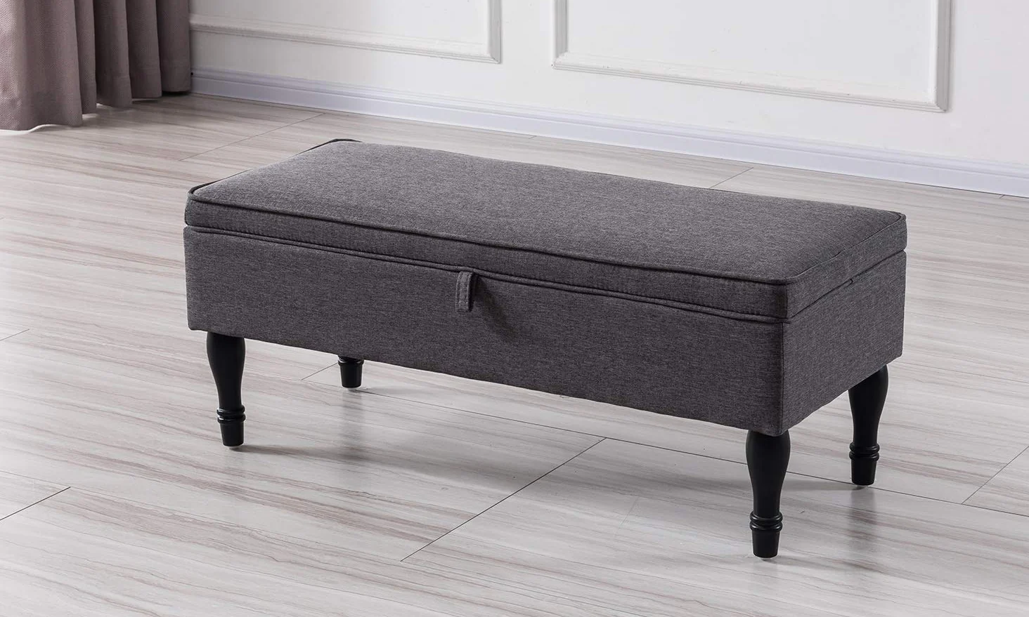 Rectangular Tufted Fabric Storage Bench - Image 9
